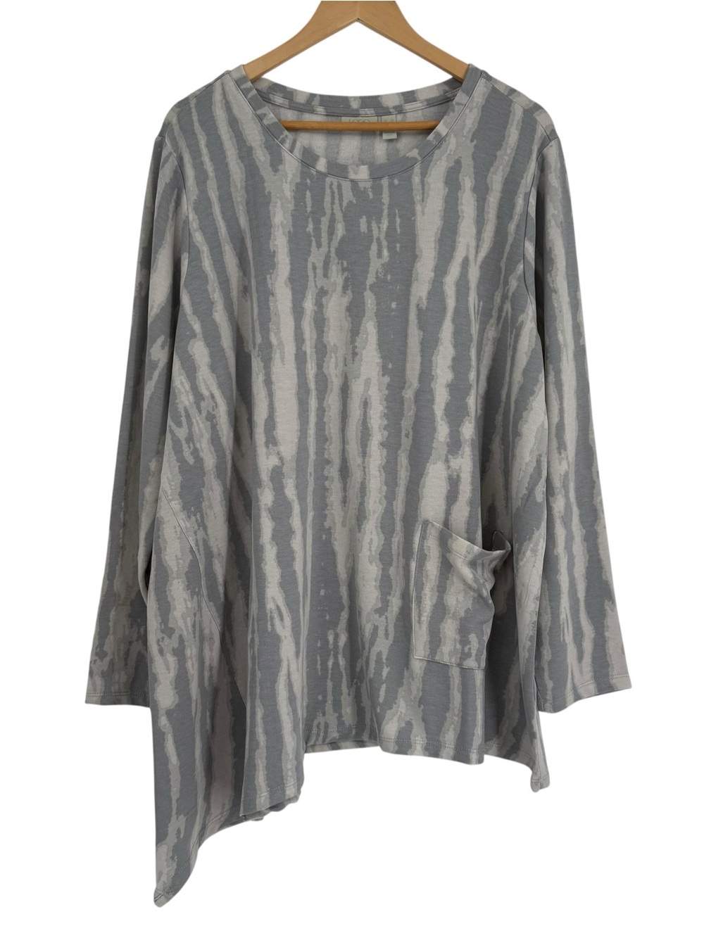 LOGO Lounge Women Silver Pullover Sweatshirt Size 2X Lightweight Asymmetrical